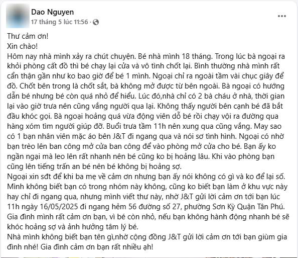 screenshot-2836-1748003205341-17480032055821568989990-1748339363994685296638 Gặp gỡ nam shipper leo ban công giải cứu bé trai 18 tháng tuổi ở TP.HCM: "Nghe bé khóc mà mình xót, vì mình cũng có con nhỏ"- Ảnh 1.