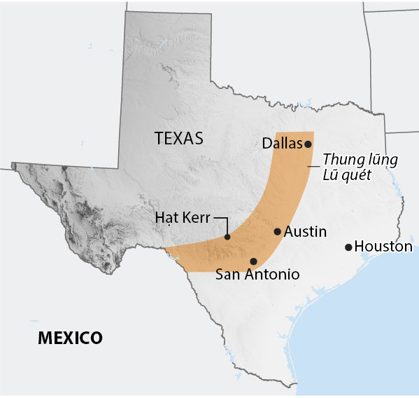 Vị trí hạt Kerr, bang Texas. Đồ họa: WSJ