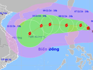 Bão Yinxing rất mạnh, giật cấp 16 đang di chuyển vào Biển Đông