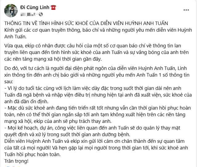 Tài tử 57 tuổi Huỳnh Anh Tuấn bị đột quỵ khi đang đi quay, tạm thời không xuất hiện trên MXH- Ảnh 1.