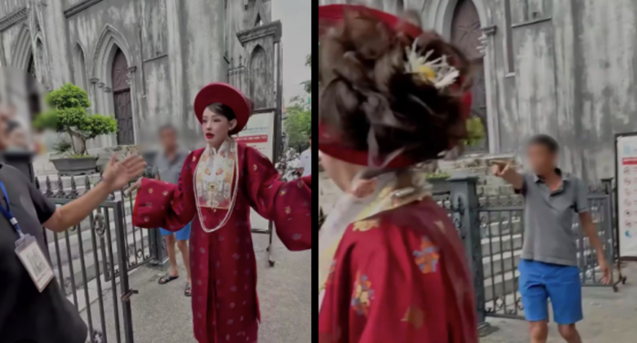 DJ Ngân 98 bị yêu cầu rời khỏi Nhà thờ Lớn Hà Nội vì vi phạm quy định - Ảnh 1.