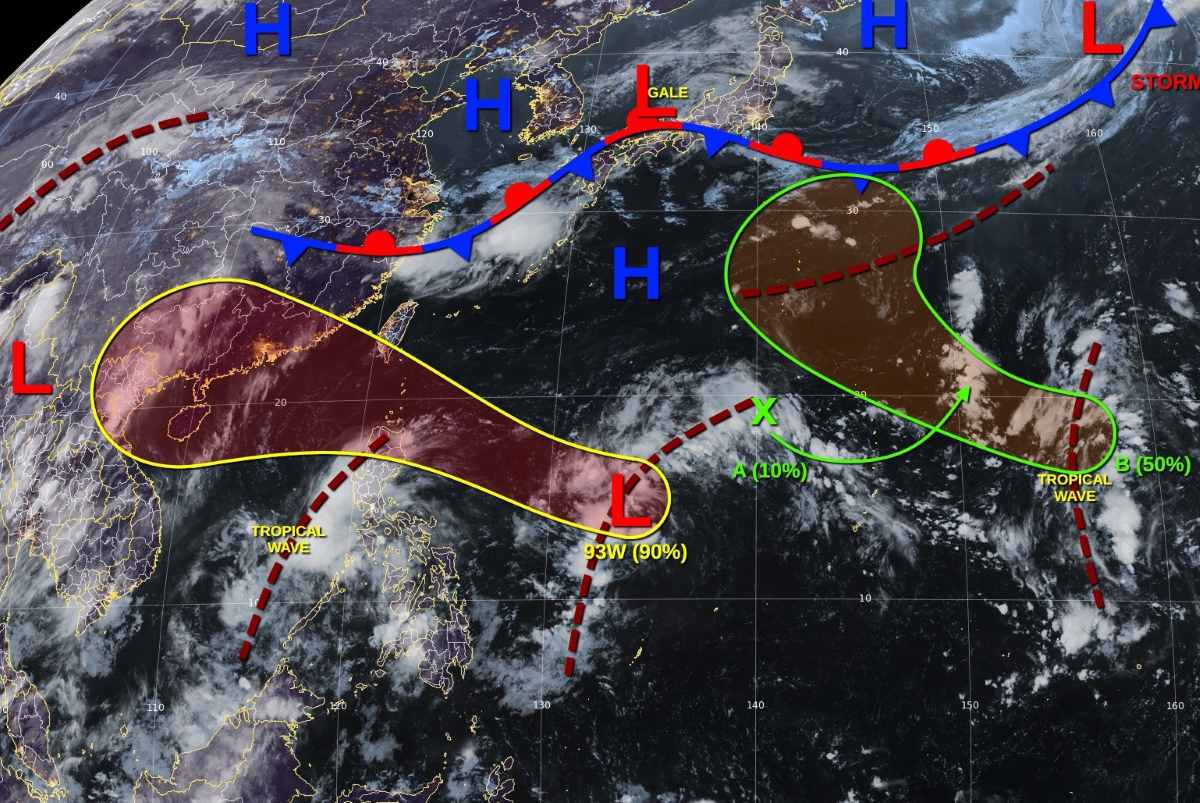 Dự báo bão số 11 tiềm năng sẽ ảnh hưởng trực tiếp đến miền Bắc Việt Nam. Ảnh: JTWC
