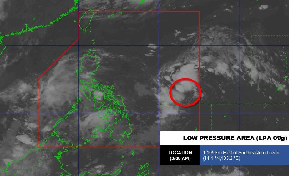 Vị trí tâm áp thấp hồi 2h ngày 1.10.2025. Ảnh: PAGASA