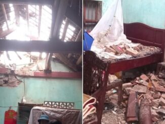 Căn nhà của ông Loan - bà Chinh biến thành đống đổ nát.